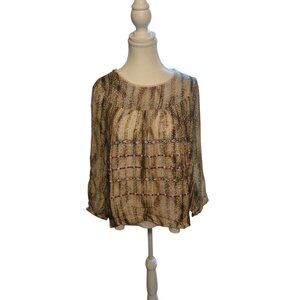Savannah Jane Women's Size Medium Brown Long Sleeve Boho Embroidered Cottagecore